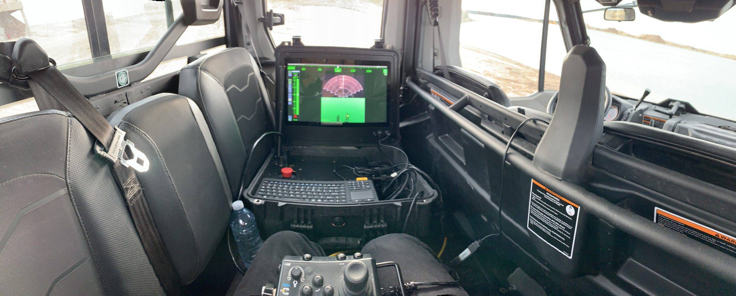 Sonar console inside the tracked vehicle